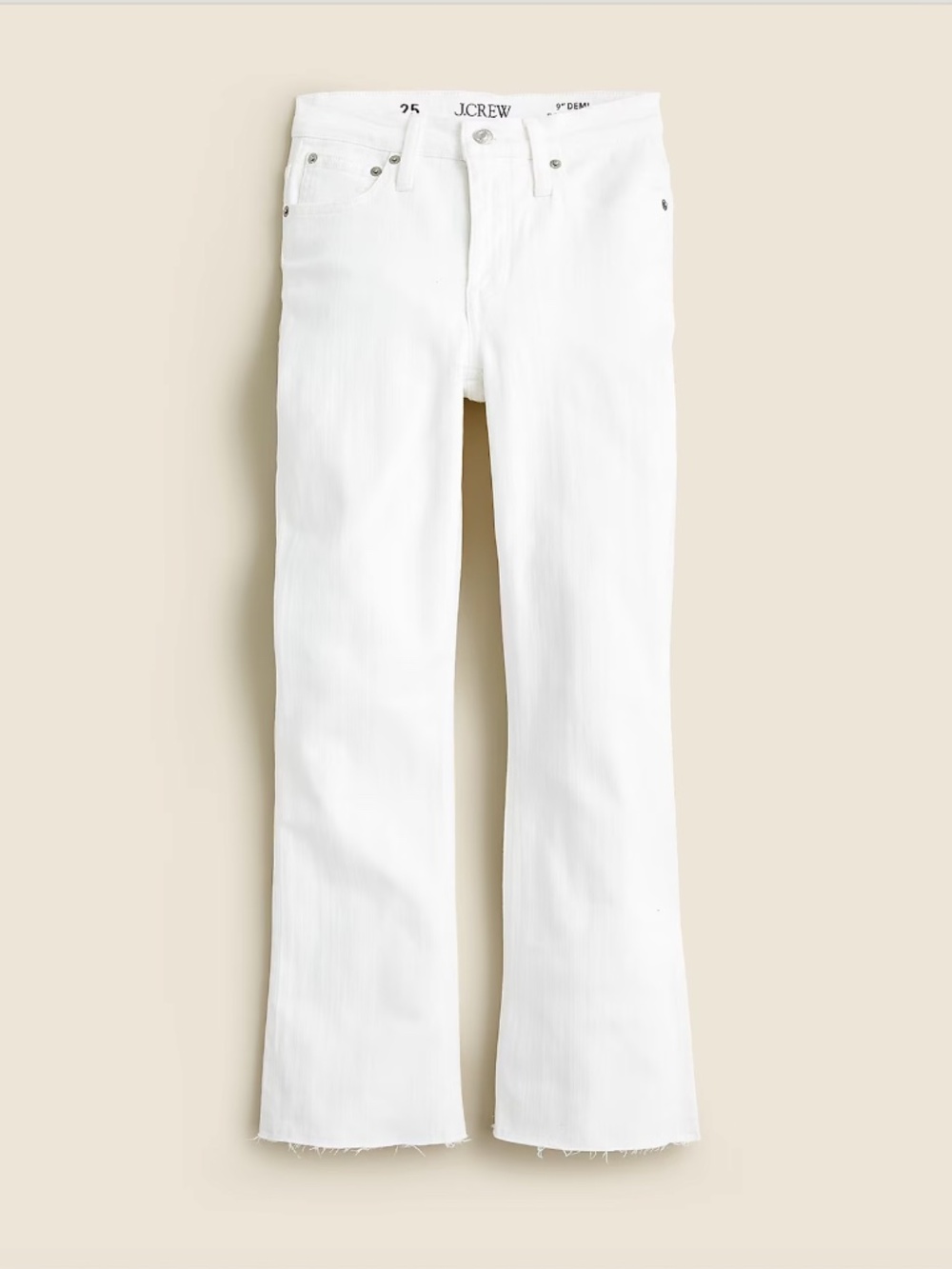 J. Crew 9" Demi-boot Crop Jean in White Wash size 25 style BQ301 Pristine!